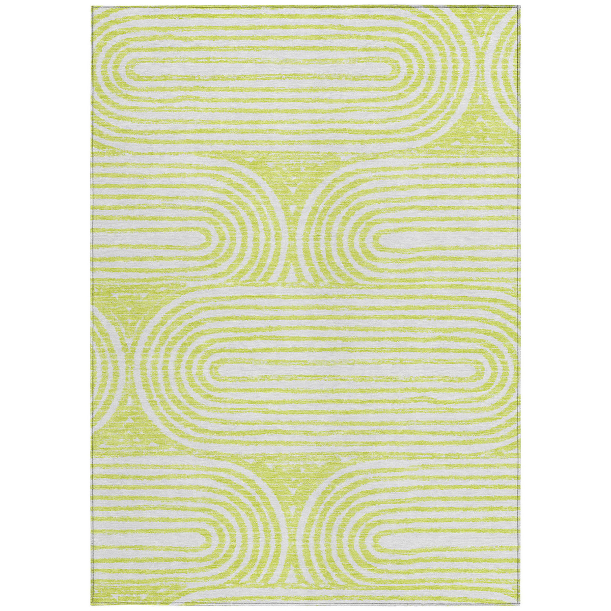 3' X 5' Green and White Abstract Washable Non Skid Indoor Outdoor Area Rug
