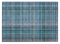 2' X 3' Teal Plaid Washable Non Skid Indoor Outdoor Area Rug