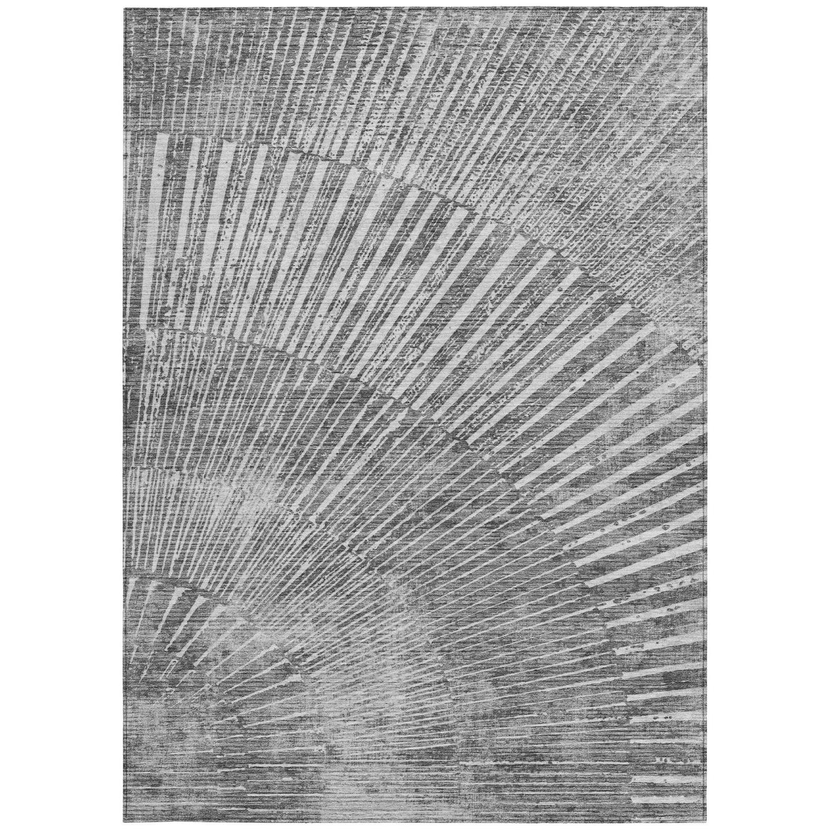 3' X 4' Gray and Ivory Abstract Washable Non Skid Indoor Outdoor Area Rug