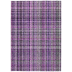 3' X 5' Purple Plaid Washable Non Skid Indoor Outdoor Area Rug