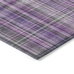 3' X 4' Purple Plaid Washable Non Skid Indoor Outdoor Area Rug