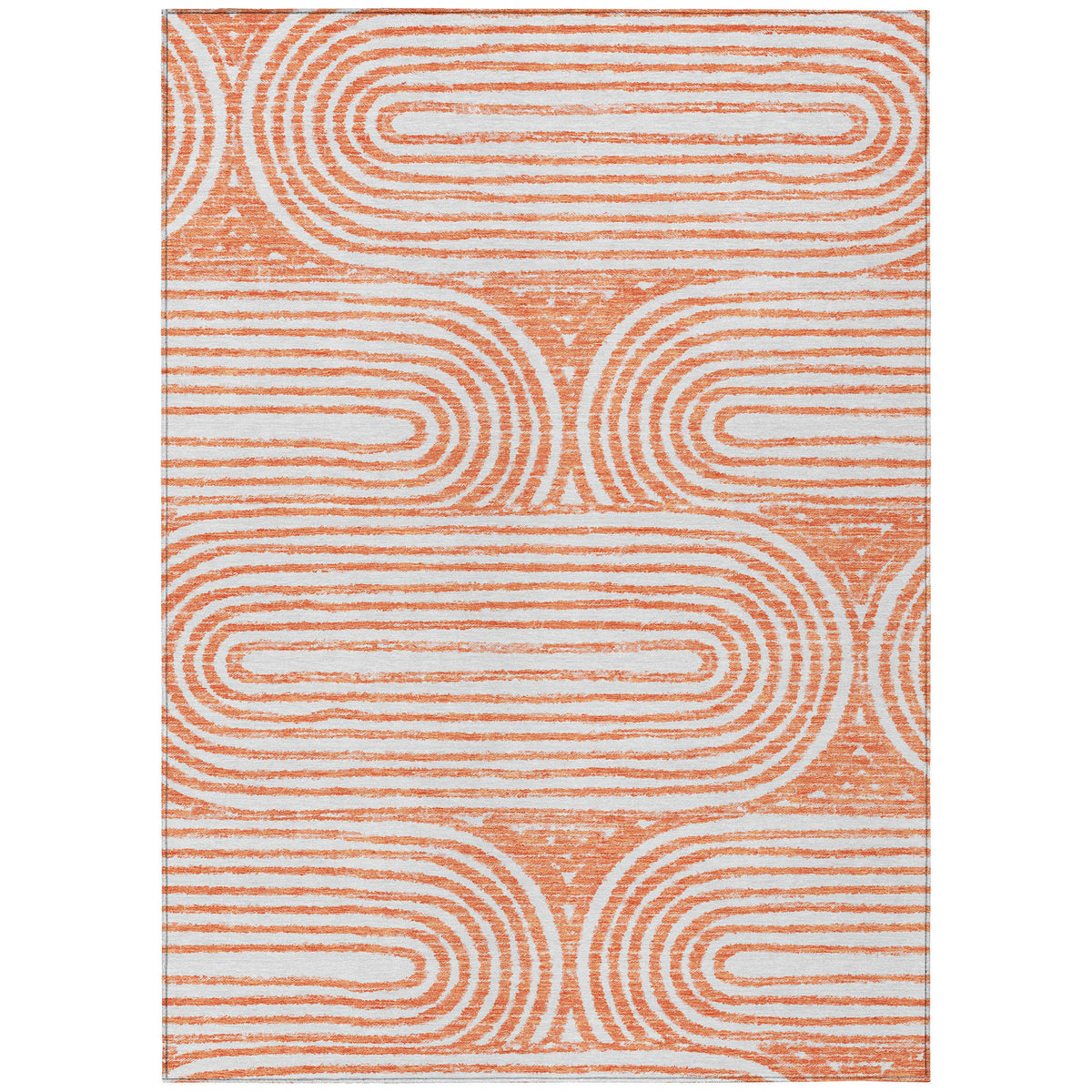 3' X 5' Salmon Abstract Washable Non Skid Indoor Outdoor Area Rug