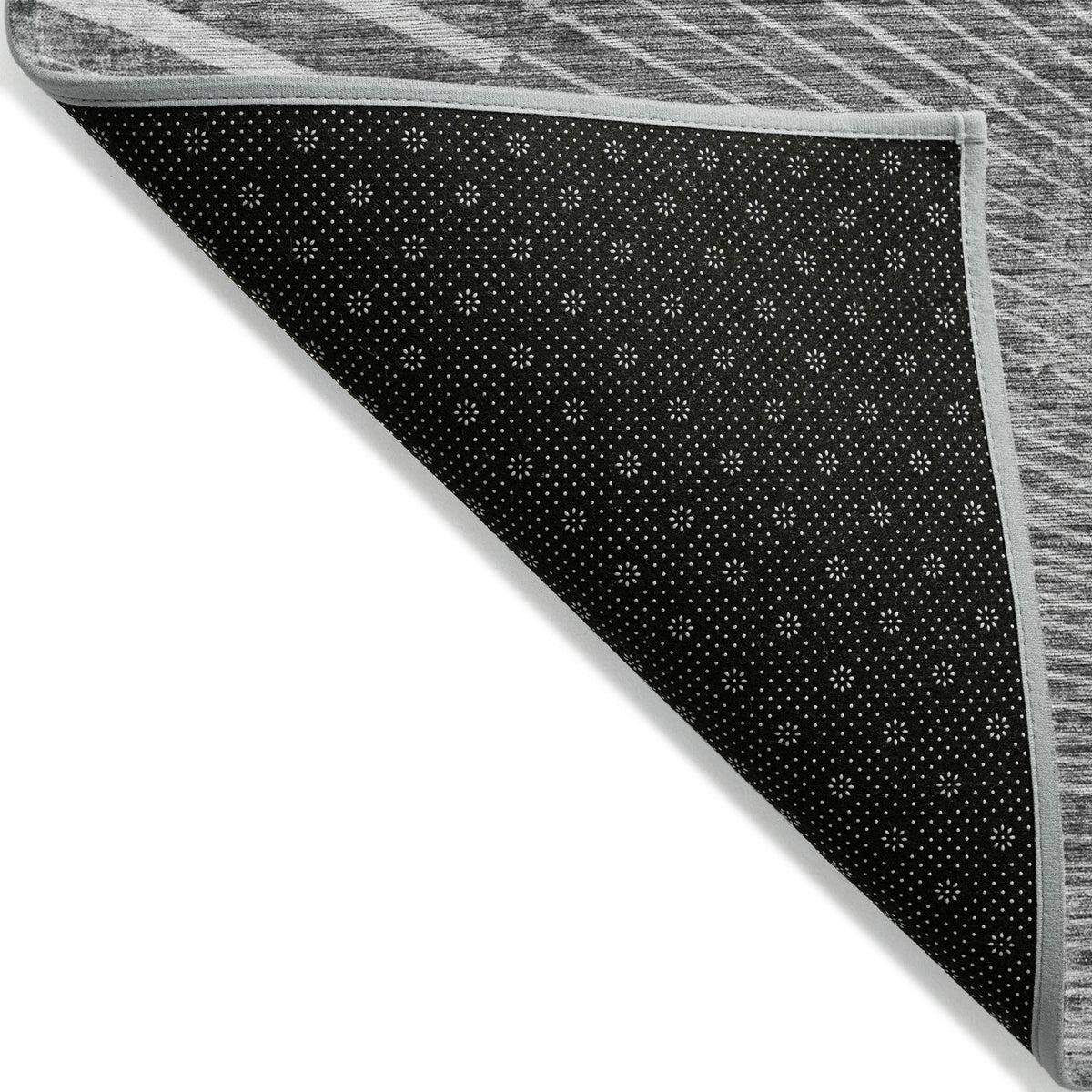 3' X 5' Gray and Ivory Abstract Washable Non Skid Indoor Outdoor Area Rug