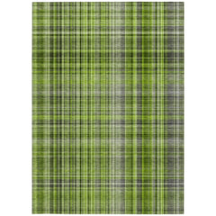 8' X 10' Green Plaid Washable Non Skid Indoor Outdoor Area Rug