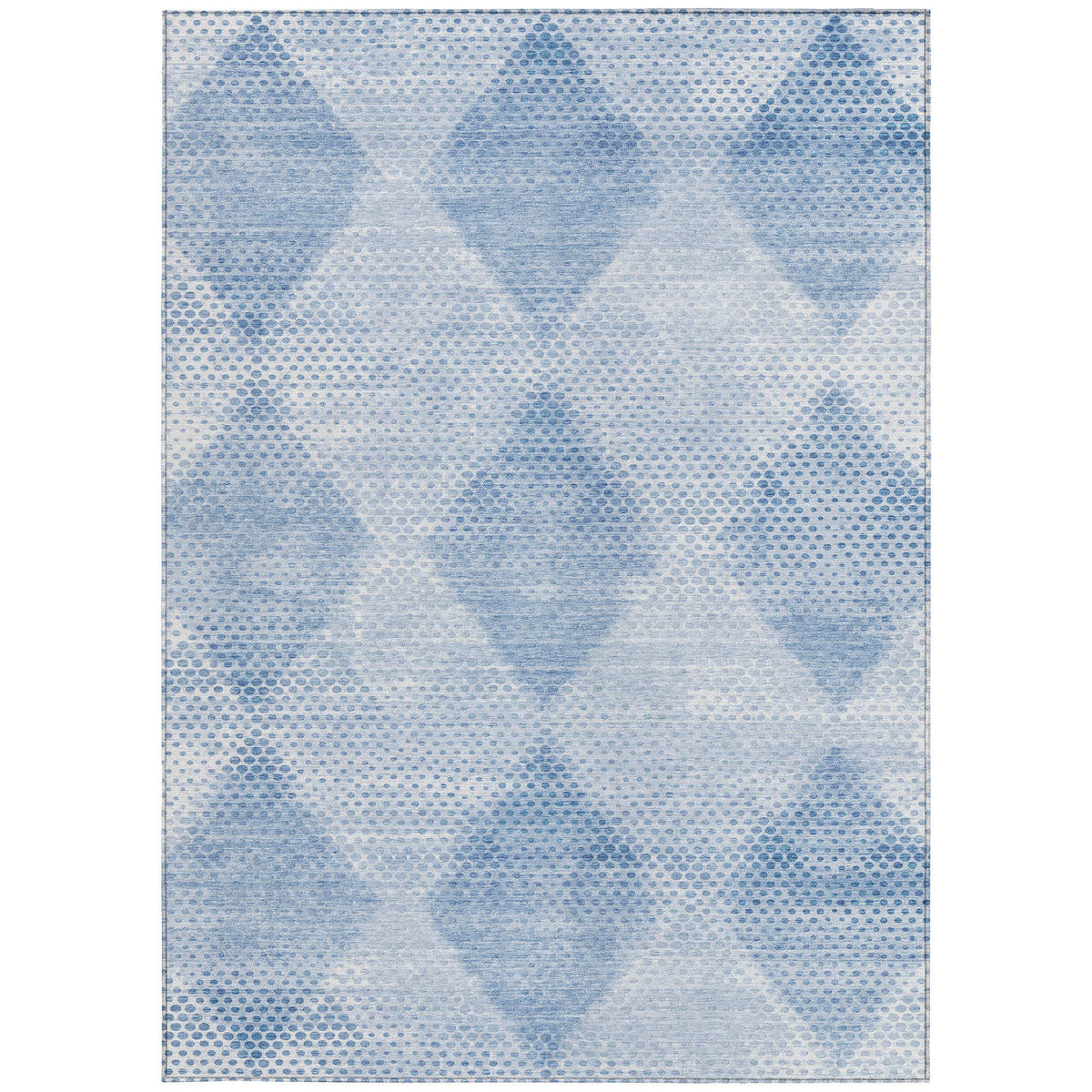 9' X 12' Blue Geometric Washable Non Skid Indoor Outdoor Area Rug