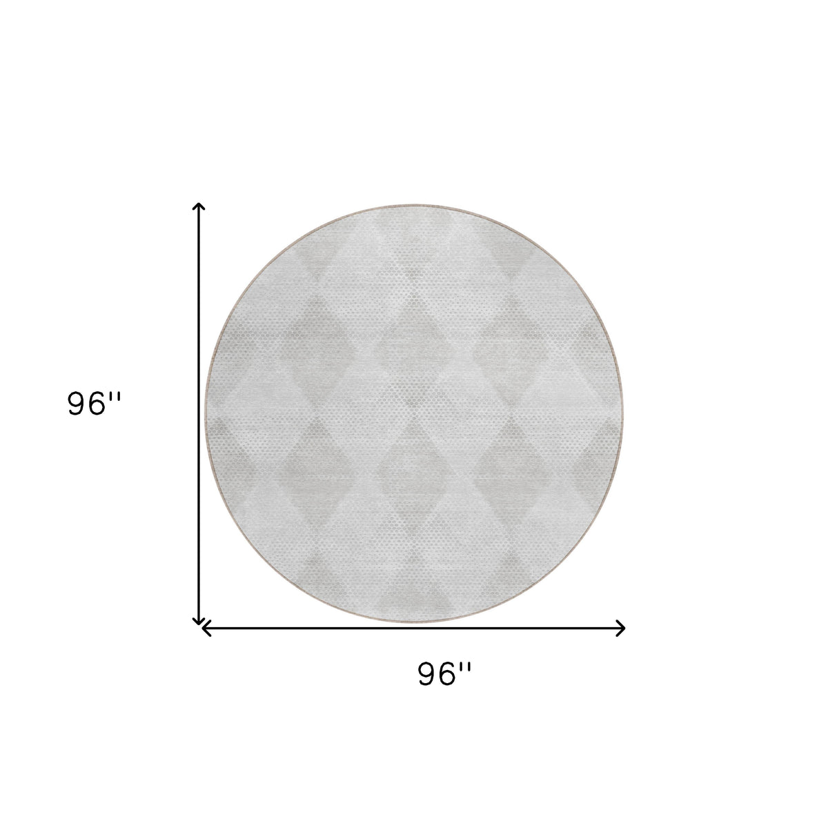 8' Round Ivory Round Geometric Washable Non Skid Indoor Outdoor Area Rug