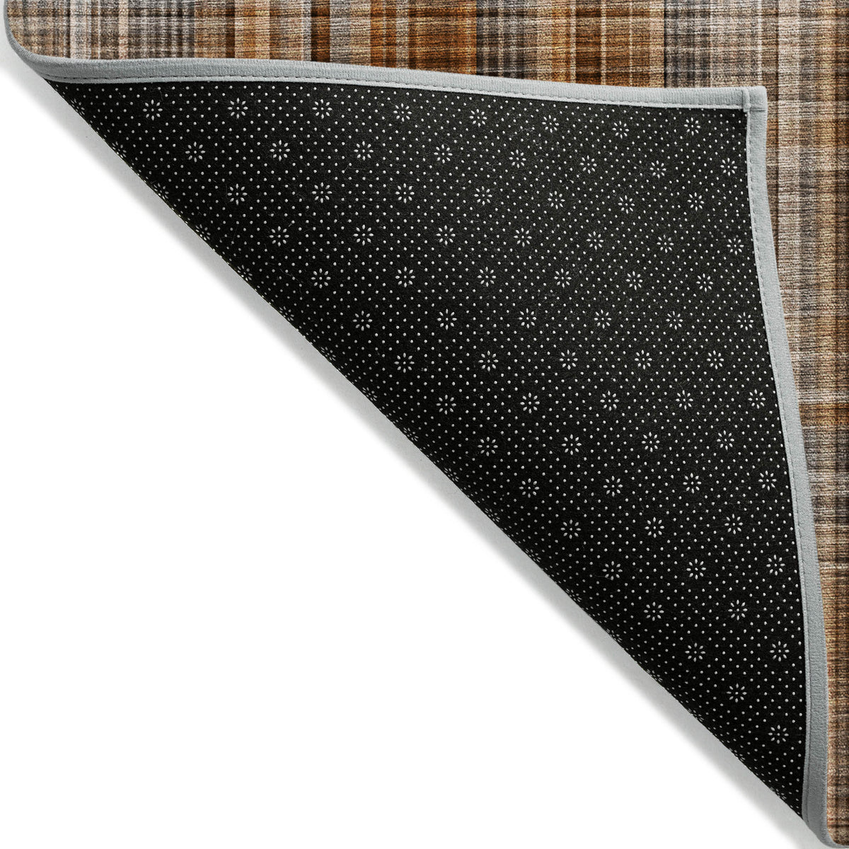 8' Runner Terra Cotta Plaid Washable Non Skid Indoor Outdoor Runner Rug