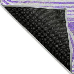 8' X 10' Purple and White Abstract Washable Non Skid Indoor Outdoor Area Rug