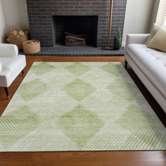 3' X 5' Mint Green Geometric Washable Non Skid Indoor Outdoor Area Rug