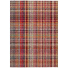 3' X 5' Red Plaid Washable Non Skid Indoor Outdoor Area Rug