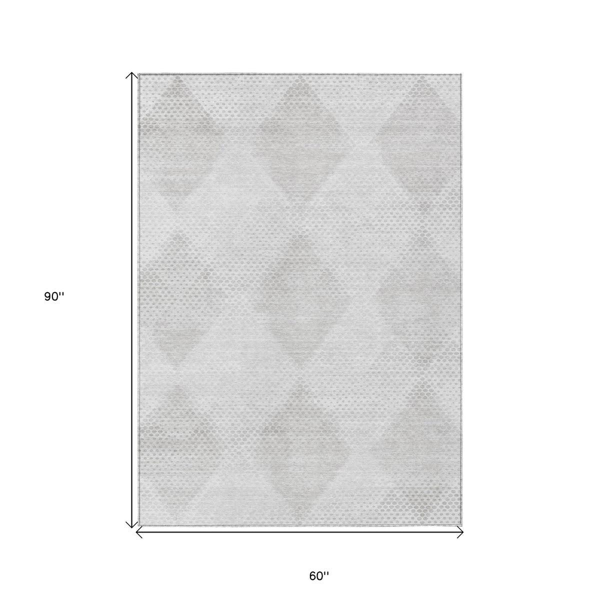 5' X 8' Ivory Geometric Washable Non Skid Indoor Outdoor Area Rug