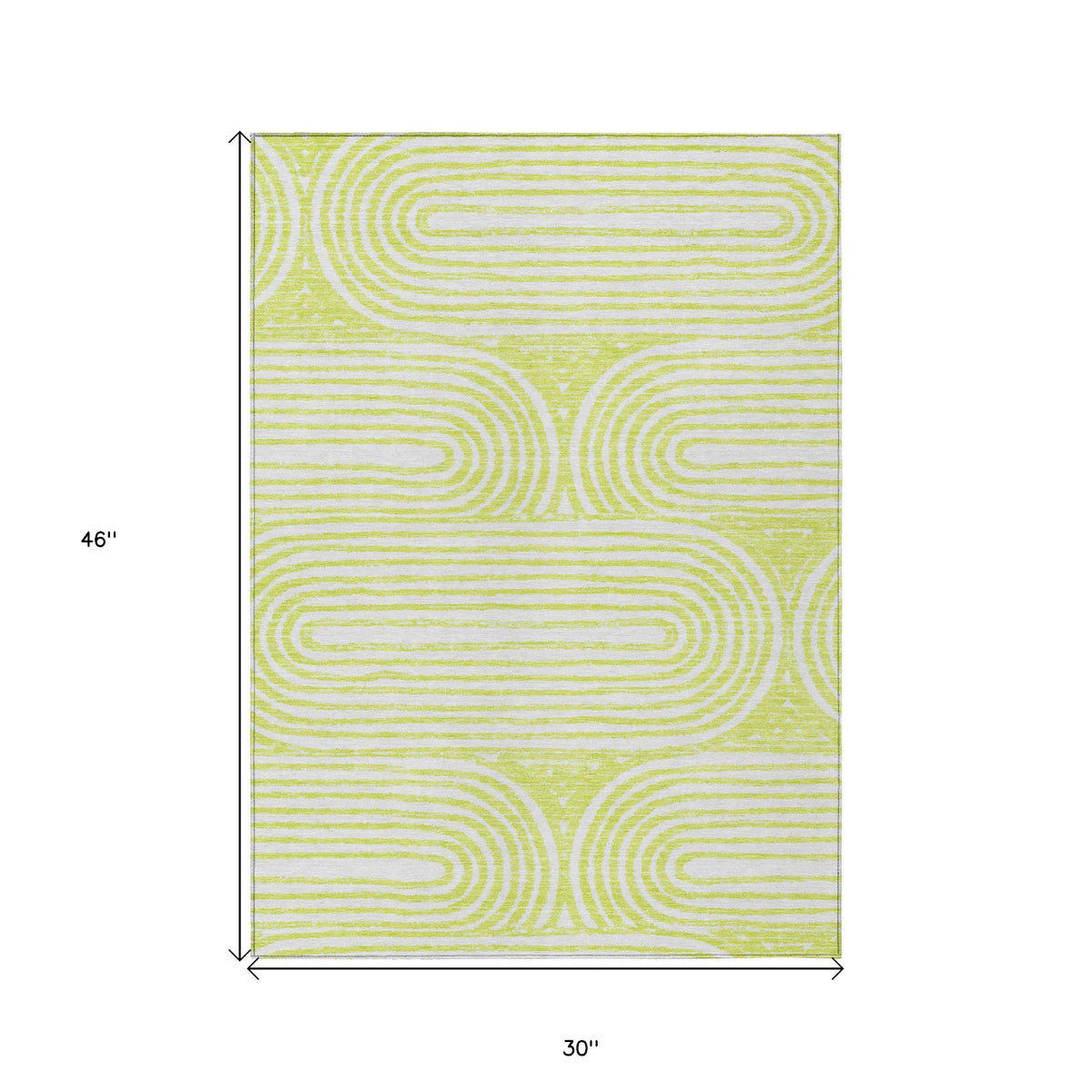 3' X 4' Green and White Abstract Washable Non Skid Indoor Outdoor Area Rug