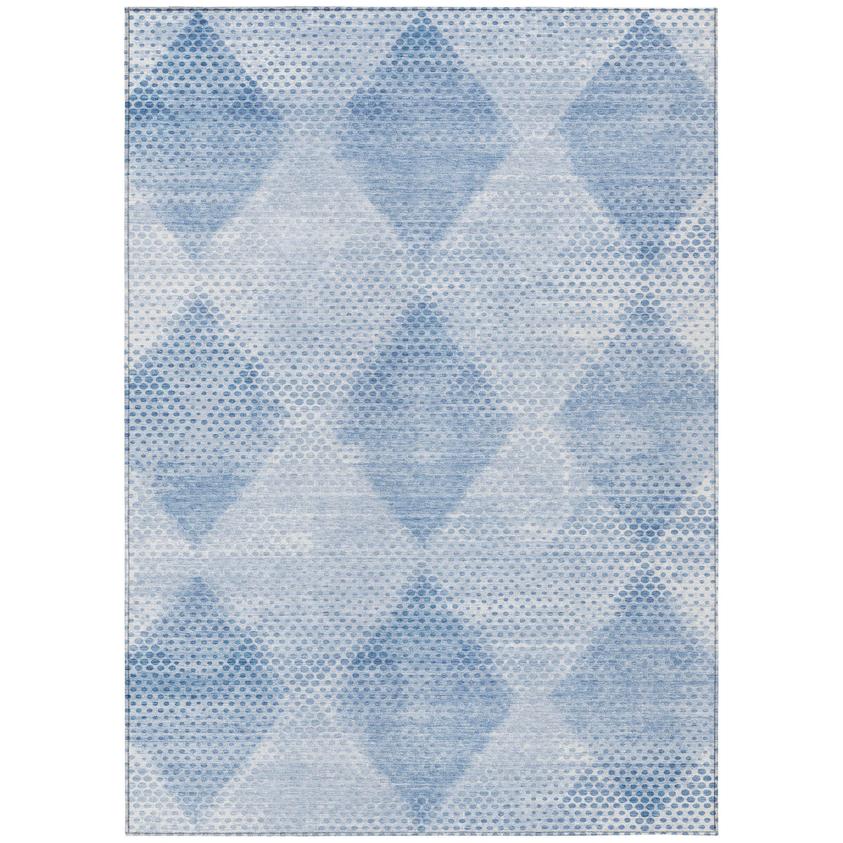 3' X 5' Blue Geometric Washable Non Skid Indoor Outdoor Area Rug