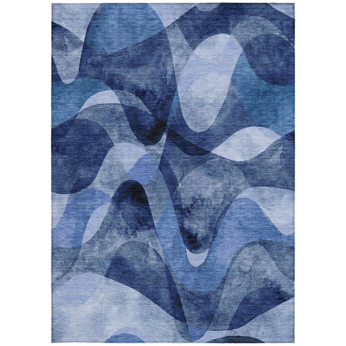 10' X 14' Navy Blue Abstract Washable Non Skid Indoor Outdoor Area Rug