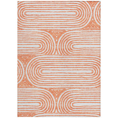 3' X 4' Salmon Abstract Washable Non Skid Indoor Outdoor Area Rug