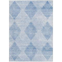 5' X 8' Blue Geometric Washable Non Skid Indoor Outdoor Area Rug