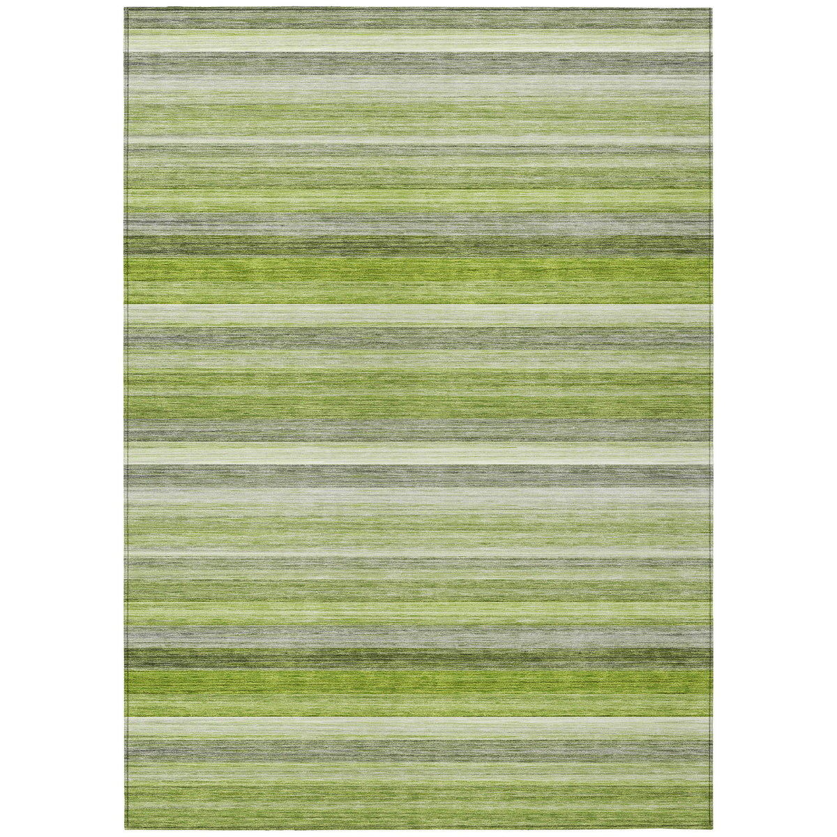 10' X 14' Fern Green Striped Washable Non Skid Indoor Outdoor Area Rug