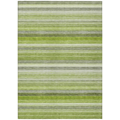10' X 14' Fern Green Striped Washable Non Skid Indoor Outdoor Area Rug