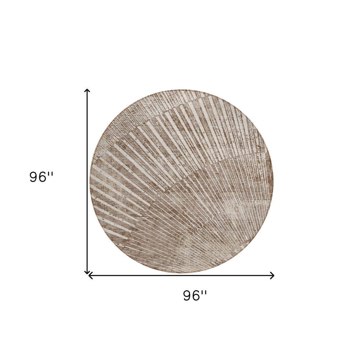 8' Round Taupe and Ivory Round Abstract Washable Non Skid Indoor Outdoor Area Rug