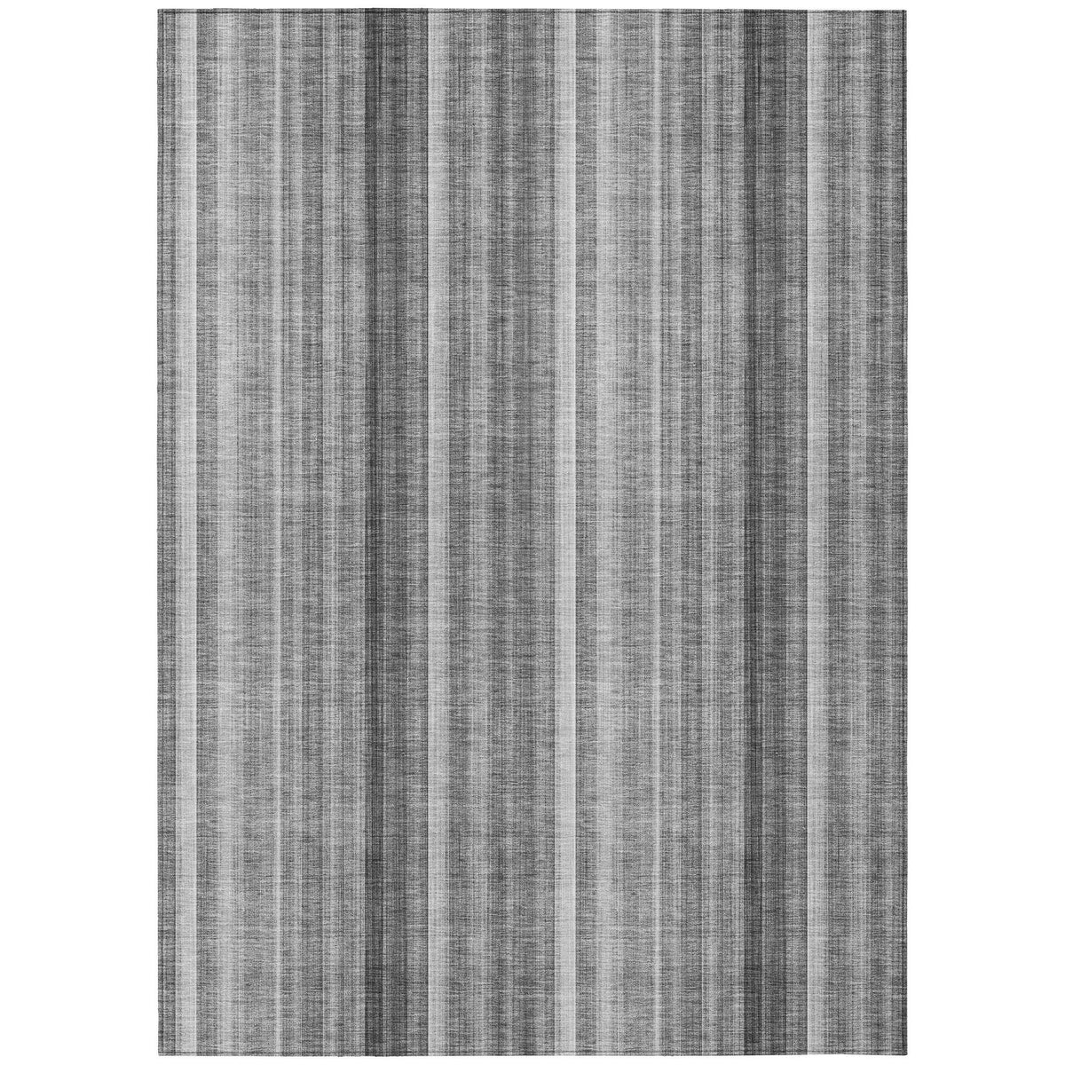 3' X 4' Gray Striped Washable Non Skid Indoor Outdoor Area Rug