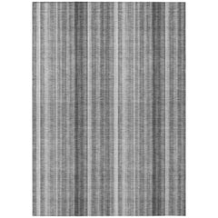 3' X 4' Gray Striped Washable Non Skid Indoor Outdoor Area Rug
