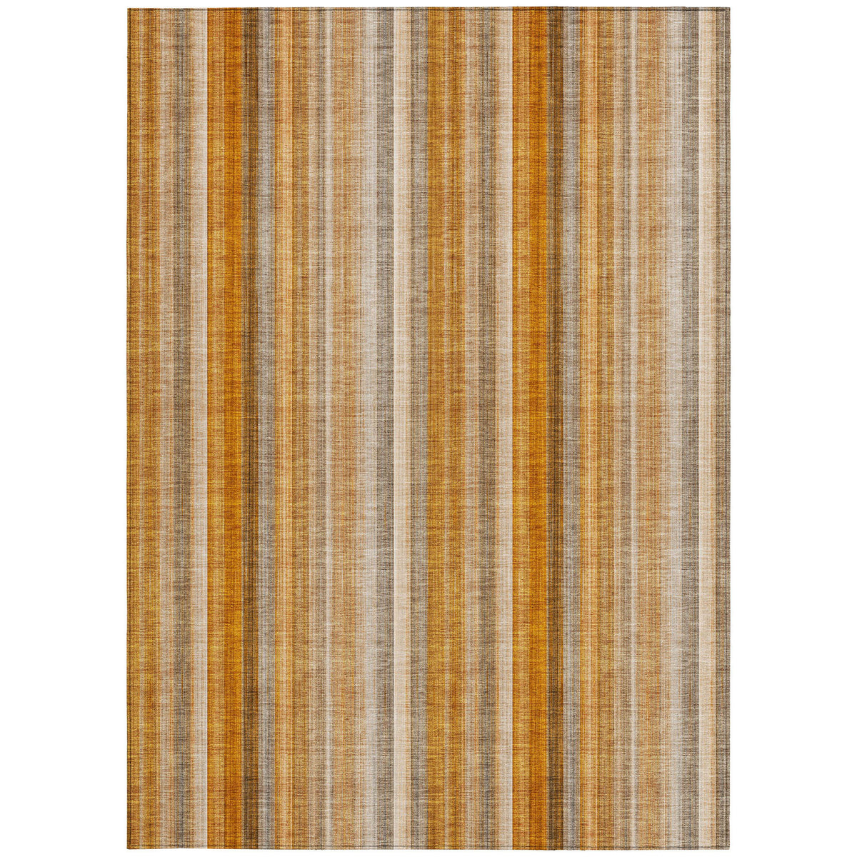 3' X 5' Orange Ivory and Gray Striped Washable Non Skid Indoor Outdoor Area Rug