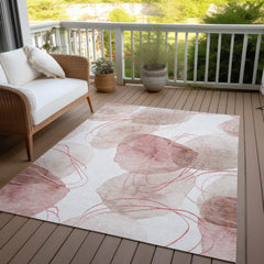 3' X 4' Merlot and Ivory Abstract Washable Non Skid Indoor Outdoor Area Rug