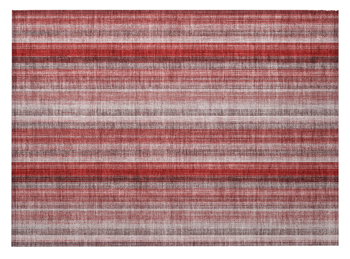 2' X 3' Gray Pink and Red Striped Washable Non Skid Indoor Outdoor Area Rug