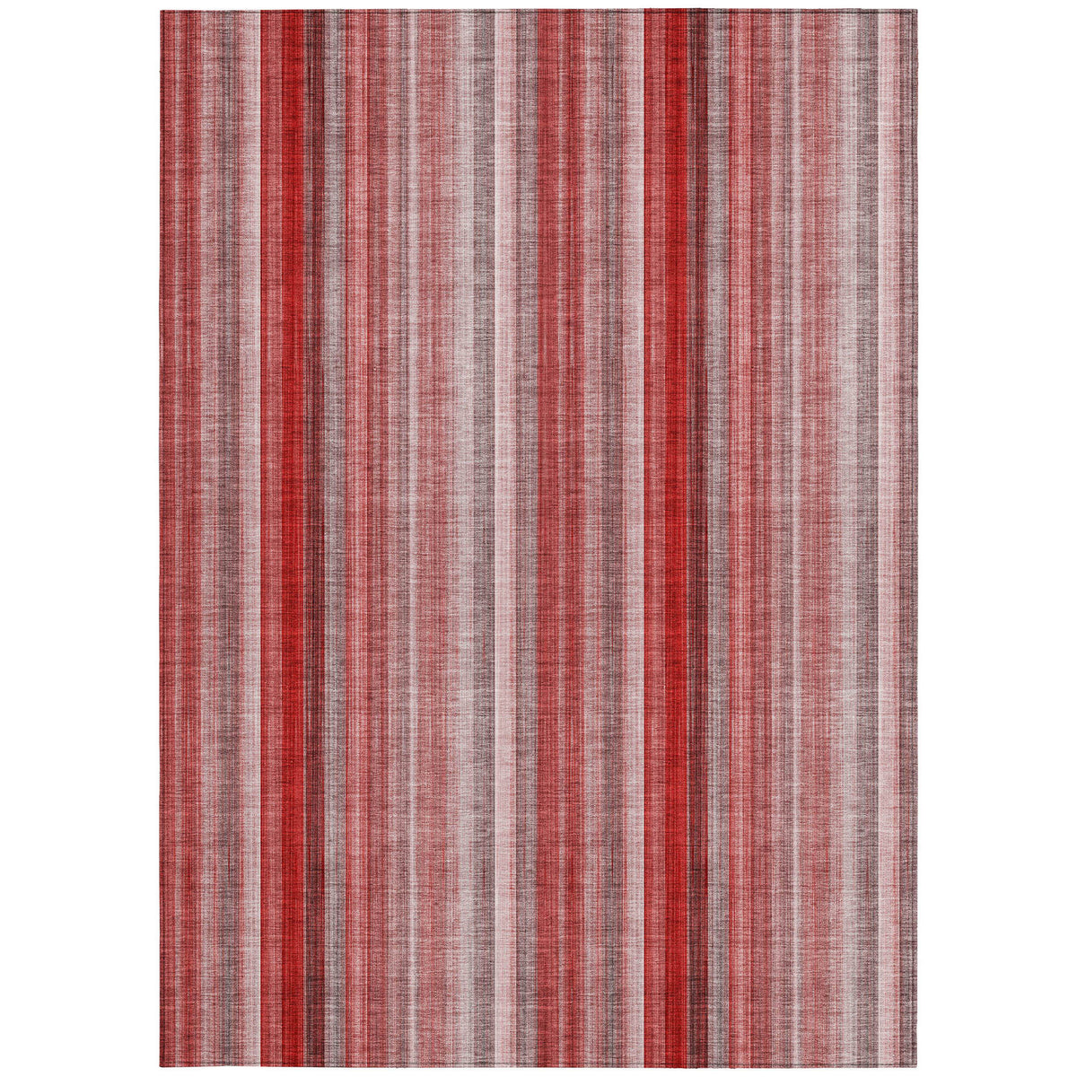 3' X 4' Gray Pink and Red Striped Washable Non Skid Indoor Outdoor Area Rug