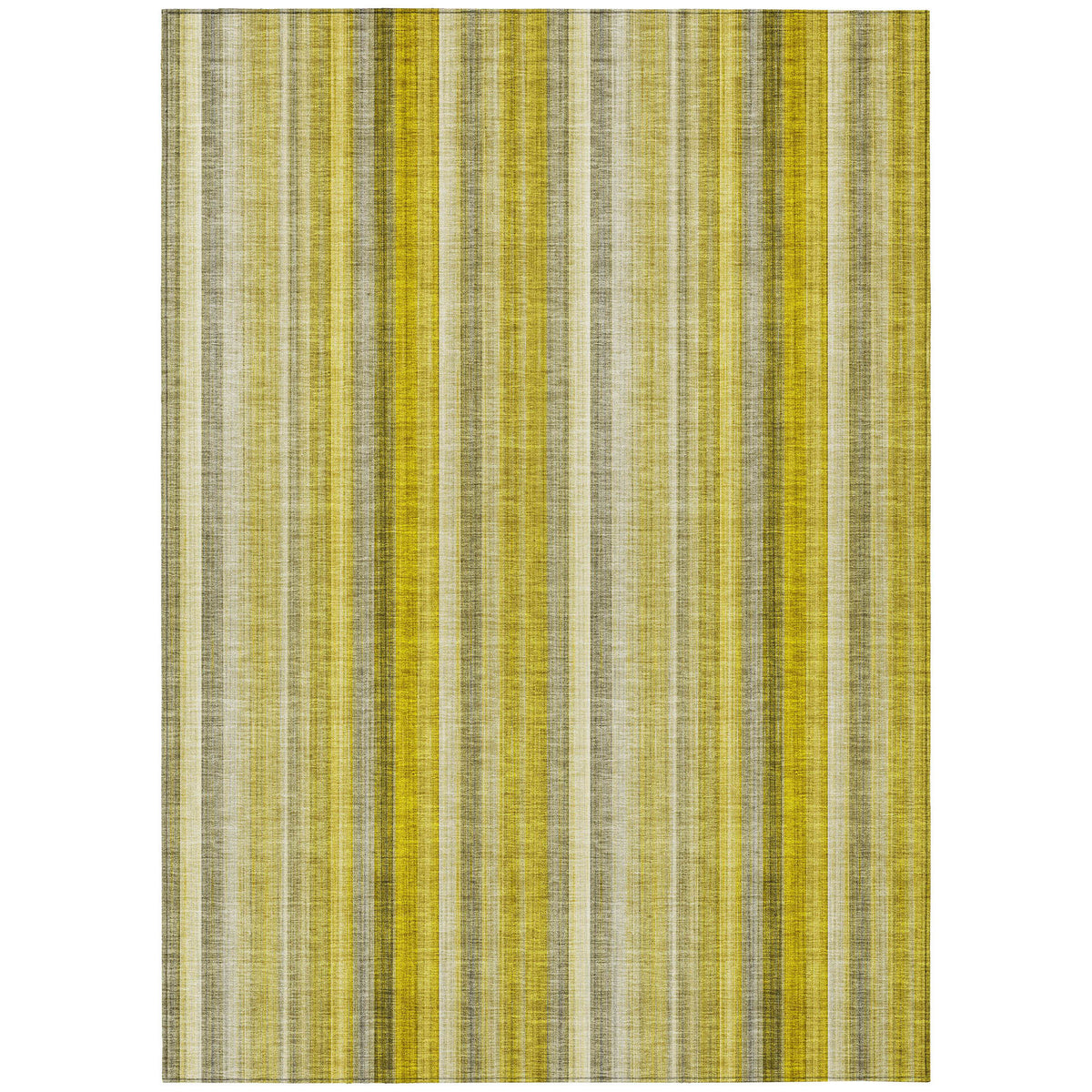 9' X 12' Gold Striped Washable Non Skid Indoor Outdoor Area Rug