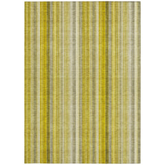 3' X 5' Gold Striped Washable Non Skid Indoor Outdoor Area Rug