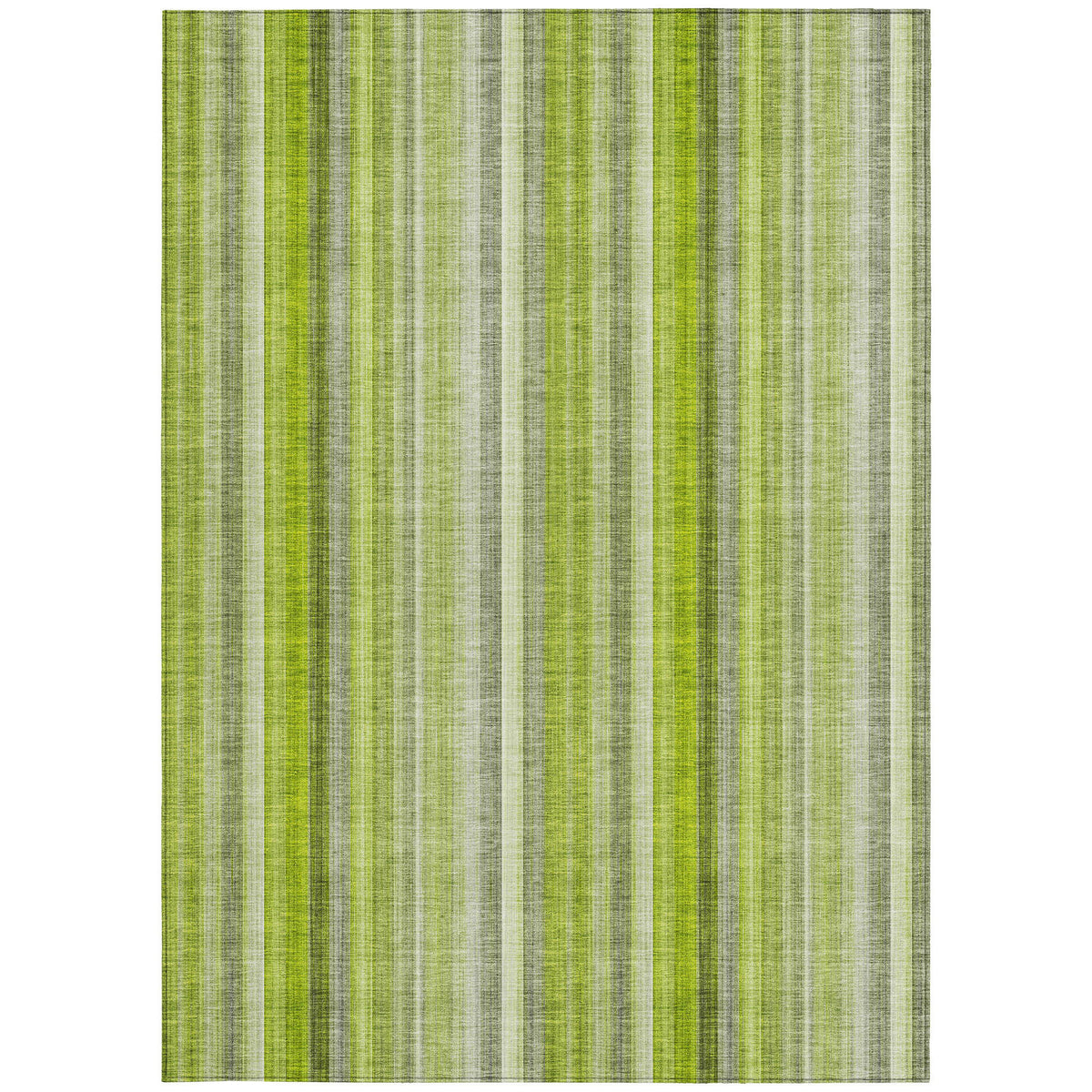 10' X 14' Green Striped Washable Non Skid Indoor Outdoor Area Rug