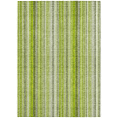 10' X 14' Green Striped Washable Non Skid Indoor Outdoor Area Rug