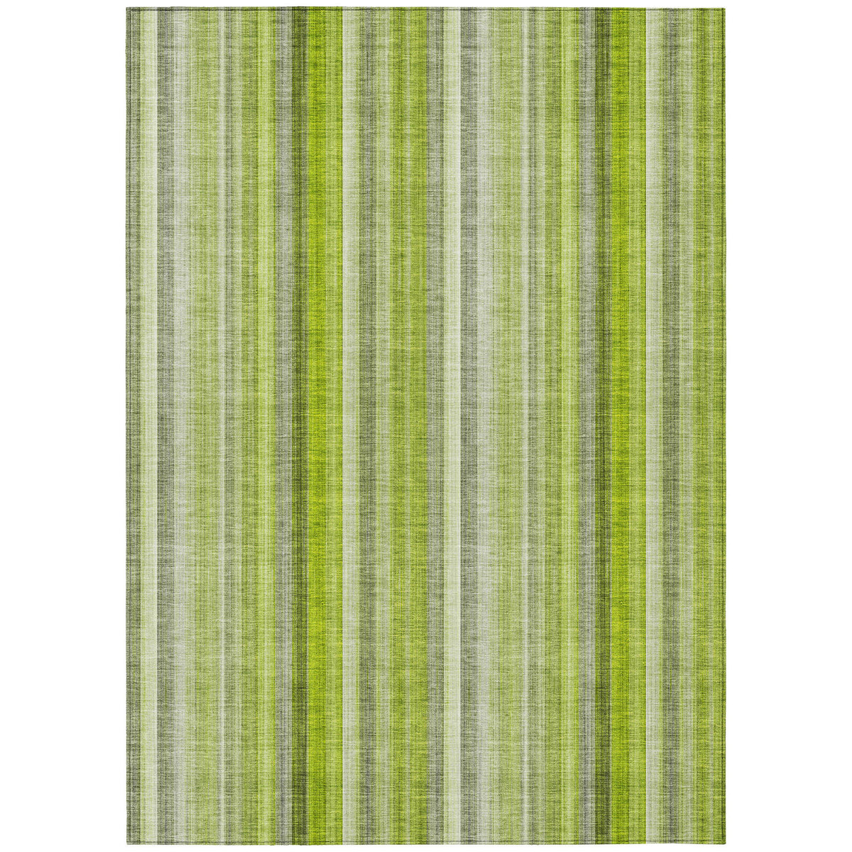 8' X 10' Green Striped Washable Non Skid Indoor Outdoor Area Rug
