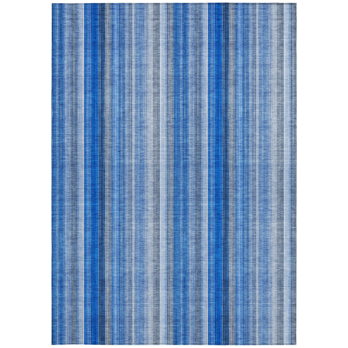 9' X 12' Blue Striped Washable Non Skid Indoor Outdoor Area Rug