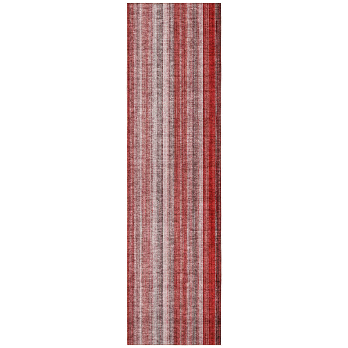8' Runner Gray Pink and Red Striped Washable Non Skid Indoor Outdoor Runner Rug