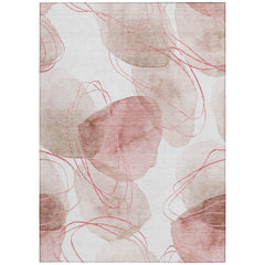 10' X 14' Merlot and Ivory Abstract Washable Non Skid Indoor Outdoor Area Rug