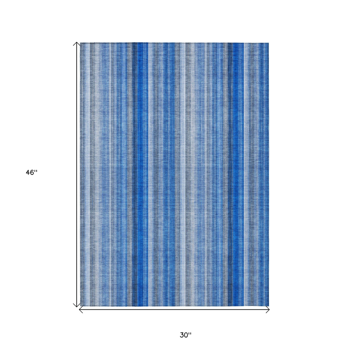 3' X 4' Blue Striped Washable Non Skid Indoor Outdoor Area Rug