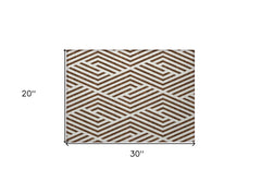 2' X 3' Brown and White Geometric Washable Non Skid Indoor Outdoor Area Rug