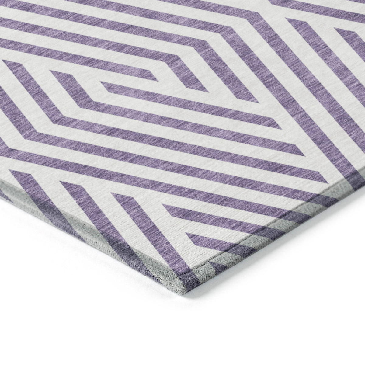 3' X 4' Purple and White Geometric Washable Non Skid Indoor Outdoor Area Rug