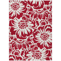 3' X 5' Burgundy and White Floral Washable Non Skid Indoor Outdoor Area Rug