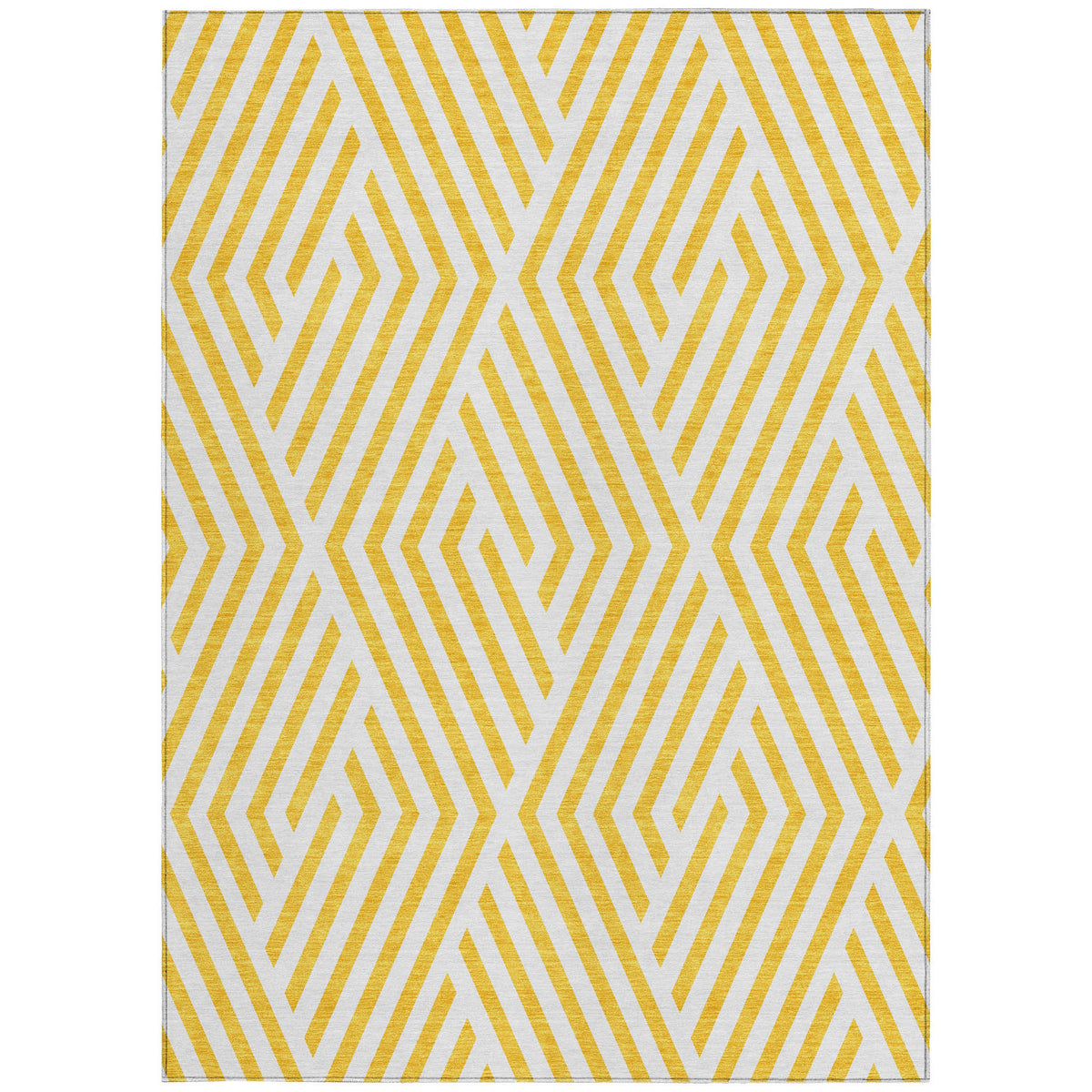 3' X 4' Gold and White Geometric Washable Non Skid Indoor Outdoor Area Rug