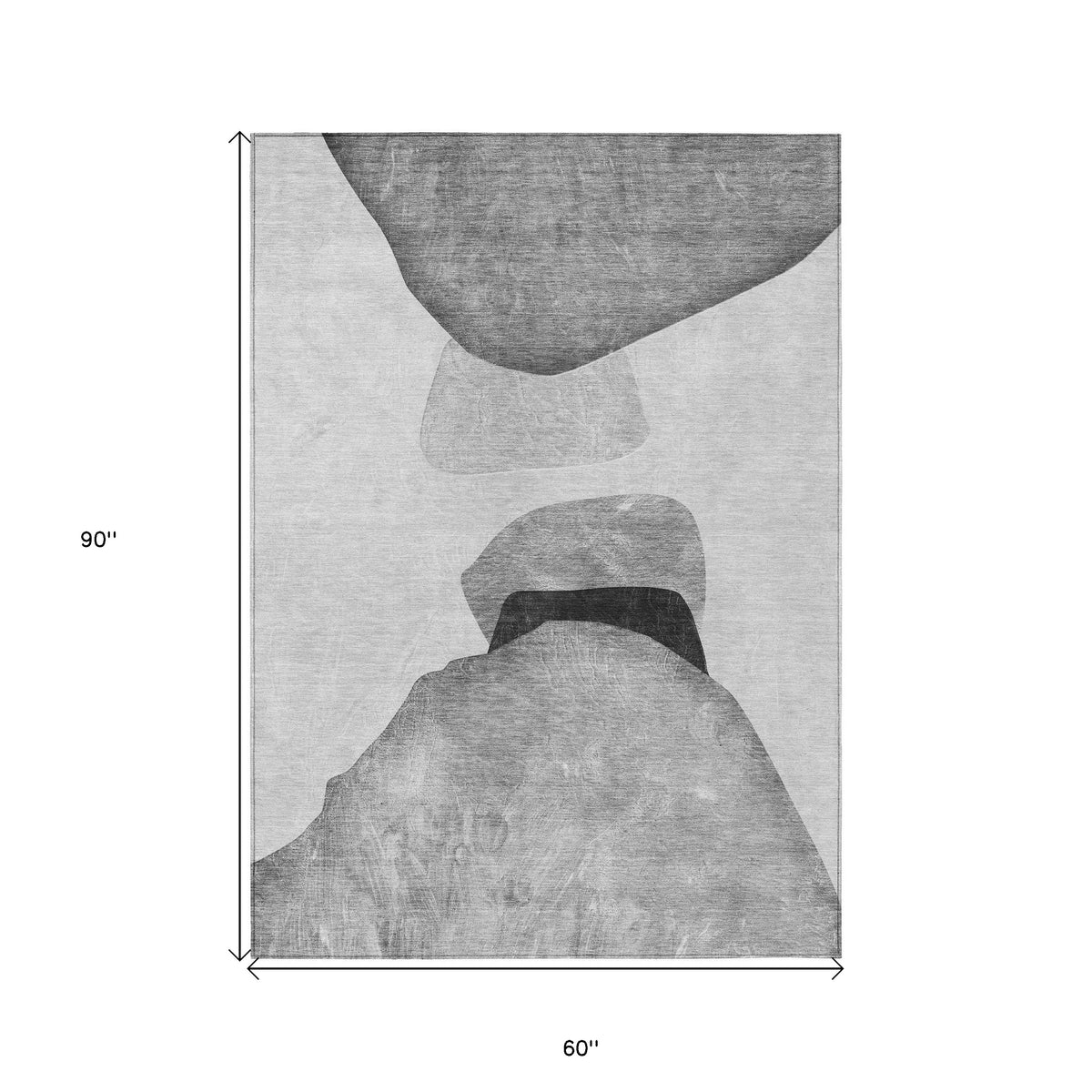 5' X 8' Gray and Black Abstract Washable Non Skid Indoor Outdoor Area Rug