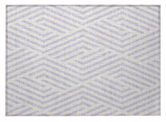 2' X 3' Lavender and Ivory Geometric Washable Non Skid Indoor Outdoor Area Rug