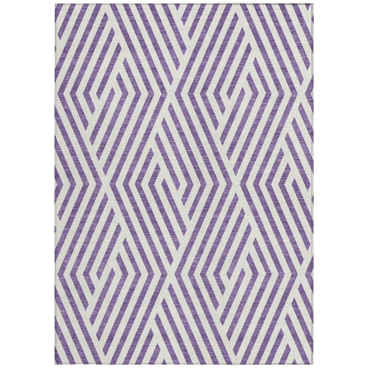 3' X 5' Purple and White Geometric Washable Non Skid Indoor Outdoor Area Rug