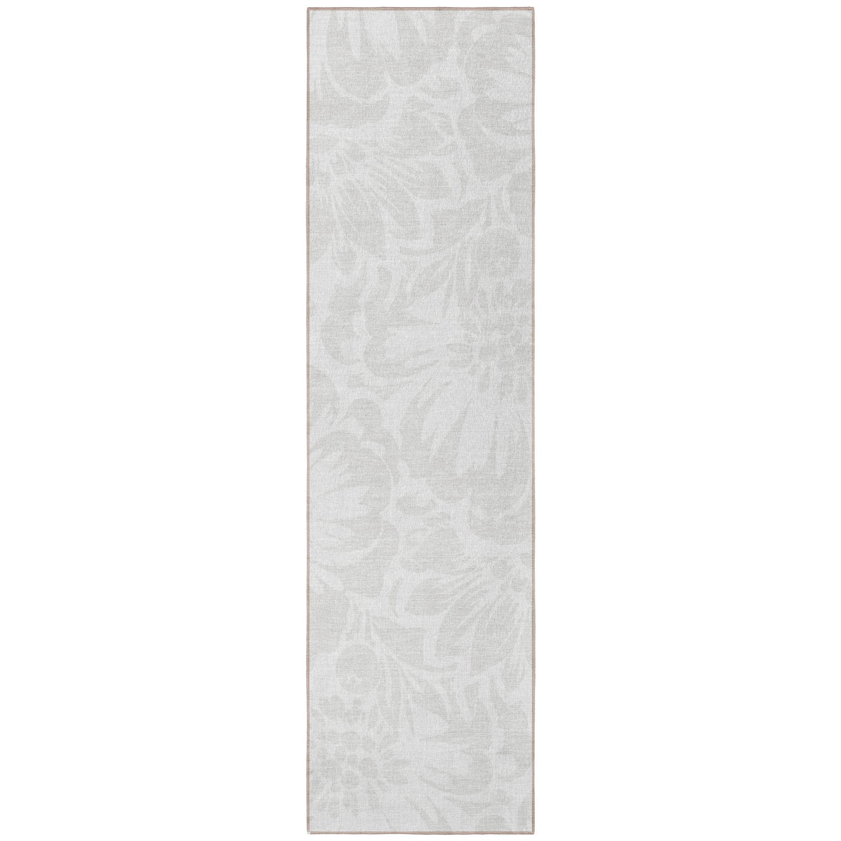 8' Runner Ivory Floral Washable Non Skid Indoor Outdoor Runner Rug