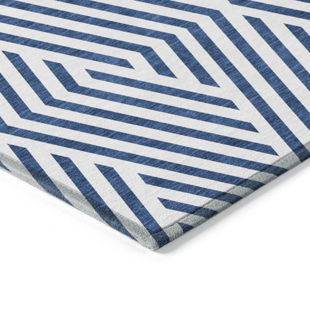 3' X 4' Navy and White Geometric Washable Non Skid Indoor Outdoor Area Rug