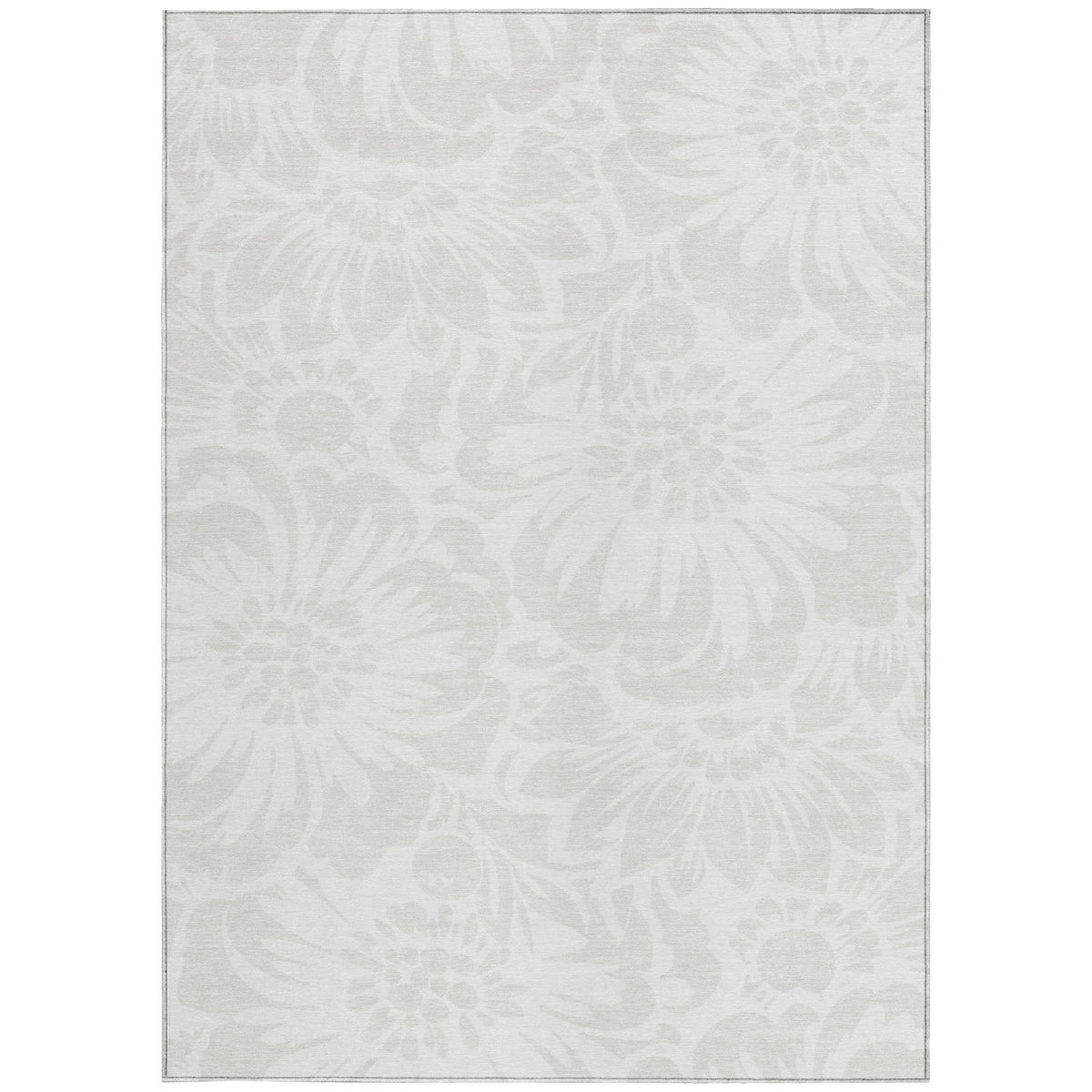 3' X 5' Ivory Floral Washable Non Skid Indoor Outdoor Area Rug