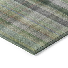 2' X 3' Green Plaid Washable Non Skid Indoor Outdoor Area Rug