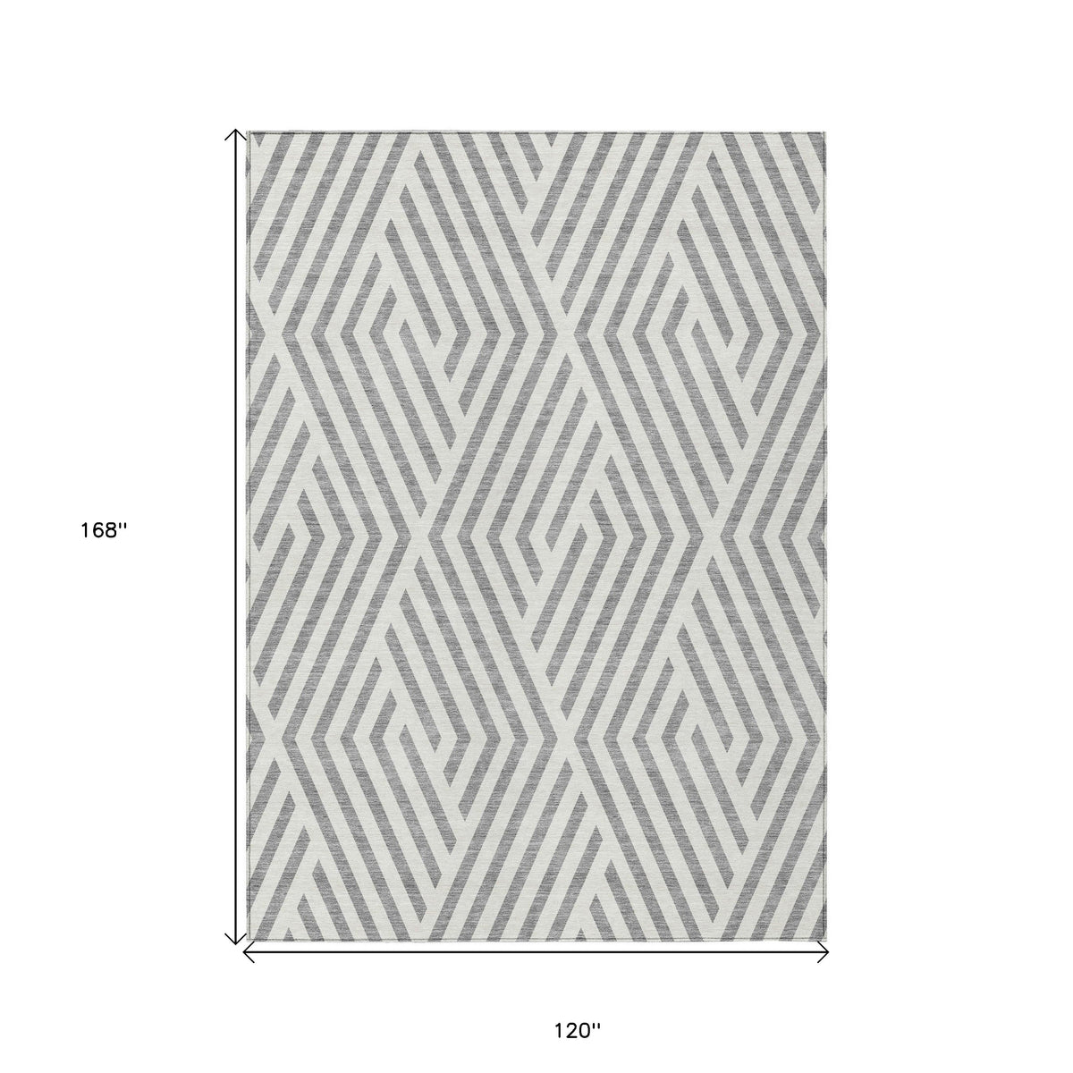 10' X 14' Gray and Ivory Geometric Washable Non Skid Indoor Outdoor Area Rug